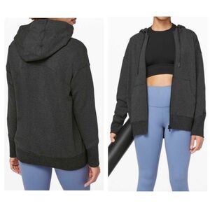 Lululemon Ready To Roll Hoodie Zip Up Heathered Black Relaxed Fit Sz 4 Like New